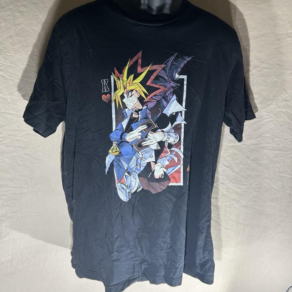 Vtg Yu-Gi-Oh! Yami Yugi King of Hearts Playing Card Graphic T-Shirt Black 2XL